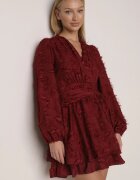 retro & icone Rochie Bordo cu Fire Decorative și Drapaj