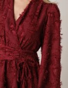 retro & icone Rochie Bordo cu Fire Decorative și Drapaj