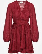 retro & icone Rochie Bordo cu Fire Decorative și Drapaj