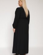 retro & icone Rochie Cloche Neagră cu Încrețituri și Elastic în Talie Fedorna
