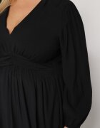 retro & icone Rochie Cloche Neagră cu Încrețituri și Elastic în Talie Fedorna