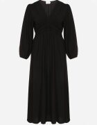 retro & icone Rochie Cloche Neagră cu Încrețituri și Elastic în Talie Fedorna