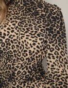 retro & icone Rochie Cloș Bej închis cu imprimeu leopard Strânsă în talie cu volane Liliwia