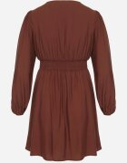 retro & icone Rochie Cloș Maro cu Încrețituri în Talie și Decolteu în V Salindea