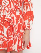 retro & icone Rochie Cloș Mini Portocalie cu Cordon Decorată cu Model Abstract Frelia