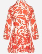 retro & icone Rochie Cloș Mini Portocalie cu Cordon Decorată cu Model Abstract Frelia