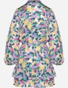 retro & icone Rochie Cloș Mini Violet-Verde cu Elastic în Talie Decorată cu Pete Viorella
