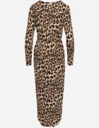 retro & icone Rochie Cocktail Tip plic Bej închis Cu imprimeu leopard Cu croială mulată Cu elastic în talie Nikika