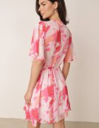 retro & icone Rochie cu elastic în talie decolteu petrecut cu model abstract Moniolea Roz