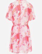 retro & icone Rochie cu elastic în talie decolteu petrecut cu model abstract Moniolea Roz