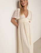 retro & icone Rochie Dantelă Maxi Bej Deschis cu elastic în talie Umisse
