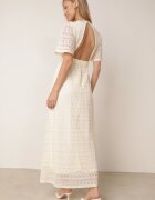 retro & icone Rochie Dantelă Maxi Bej Deschis cu elastic în talie Umisse