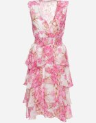 retro & icone Rochie de cocktail Roz cu decolteu petrecut cu elastic în talie împodobită cu volan Cristianna