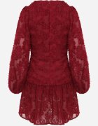retro & icone Rochie de Dantelă Bordo cu Decolteu Petrecut și Pliuri Labisse