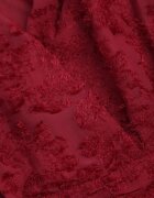retro & icone Rochie de Dantelă Bordo cu Decolteu Petrecut și Pliuri Labisse