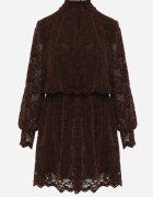retro & icone Rochie de seară din dantelă cu șarfă la decolteu Orfalia Maro