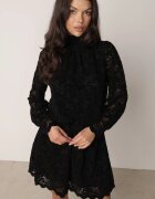 retro & icone Rochie de seară din dantelă cu șarfă la decolteu Orfalia Neagră