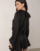retro & icone Rochie de seară din viscoză cu volane și tip cravată la gât Espolia Neagră