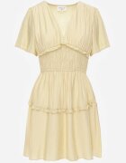 retro & icone Rochie de vară din vâscoză evazată cu talia evidențiată Periore Galbenă