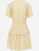 retro & icone Rochie de vară din vâscoză evazată cu talia evidențiată Periore Galbenă