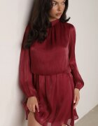 retro & icone Rochie elegantă cu guler tip tunică cu strălucire și șarfă Tahea Bordo