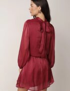 retro & icone Rochie elegantă cu guler tip tunică cu strălucire și șarfă Tahea Bordo