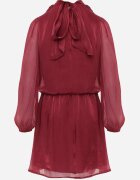 retro & icone Rochie elegantă cu guler tip tunică cu strălucire și șarfă Tahea Bordo
