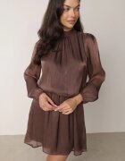 retro & icone Rochie elegantă cu guler tip tunică cu strălucire și șarfă Tahea Maro