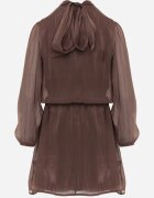 retro & icone Rochie elegantă cu guler tip tunică cu strălucire și șarfă Tahea Maro