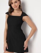 retro & icone Rochie Elegantă Neagră cu Decolteu Pătrat Melretia