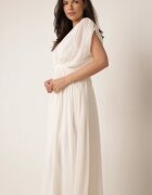 retro & icone Rochie evazată de seară în stil eteric Megania Bej