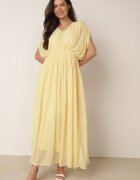 retro & icone Rochie evazată de seară în stil eteric Megania Galbenă