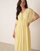 retro & icone Rochie evazată de seară în stil eteric Megania Galbenă