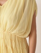 retro & icone Rochie evazată de seară în stil eteric Megania Galbenă