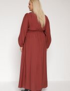 retro & icone Rochie Evazată Maro deschis cu Încrețituri și Elastic în Talie Fedorna