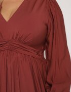 retro & icone Rochie Evazată Maro deschis cu Încrețituri și Elastic în Talie Fedorna