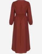 retro & icone Rochie Evazată Maro deschis cu Încrețituri și Elastic în Talie Fedorna