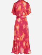 retro & icone Rochie Fuchsia-Portocalie cu decolteu petrecut cu cordon textil și elastic în talie Vikiama