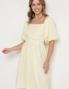retro & icone Rochie Galbenă cu croi evazat și mâneci bufante Maradora