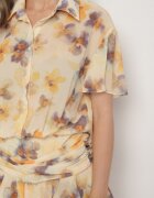retro & icone Rochie Galbenă Decorată cu Volane Rinaritia