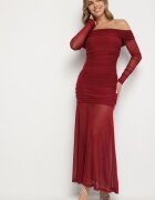 retro & icone Rochie Grena Cambrată Tip spaniolă Cu inserții transparente Halacia