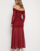 retro & icone Rochie Grena Cambrată Tip spaniolă Cu inserții transparente Halacia