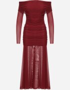 retro & icone Rochie Grena Cambrată Tip spaniolă Cu inserții transparente Halacia