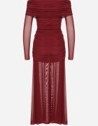 retro & icone Rochie Grena Cambrată Tip spaniolă Cu inserții transparente Halacia