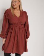 retro & icone Rochie Maro deschis Cloș cu încrețituri în talie și decolteu în V Salindea