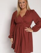 retro & icone Rochie Maro deschis Cloș cu încrețituri în talie și decolteu în V Salindea