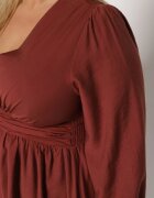 retro & icone Rochie Maro deschis Cloș cu încrețituri în talie și decolteu în V Salindea