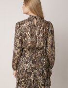 retro & icone Rochie Maro Evazată cu Imprimeu Leopard cu Volane și Elastic în Talie Tinnorisa