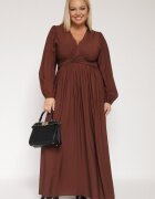 retro & icone Rochie Maro Evazată cu încrețituri și elastic în talie Fedorna
