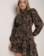 retro & icone Rochie Maro Mini Cloș Cu Pete Decorată Cu Volane Fertta